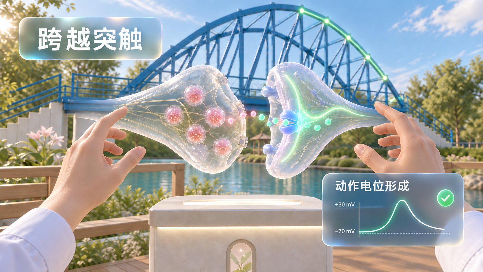 钠离子通过受体通道并形成动作电位曲线